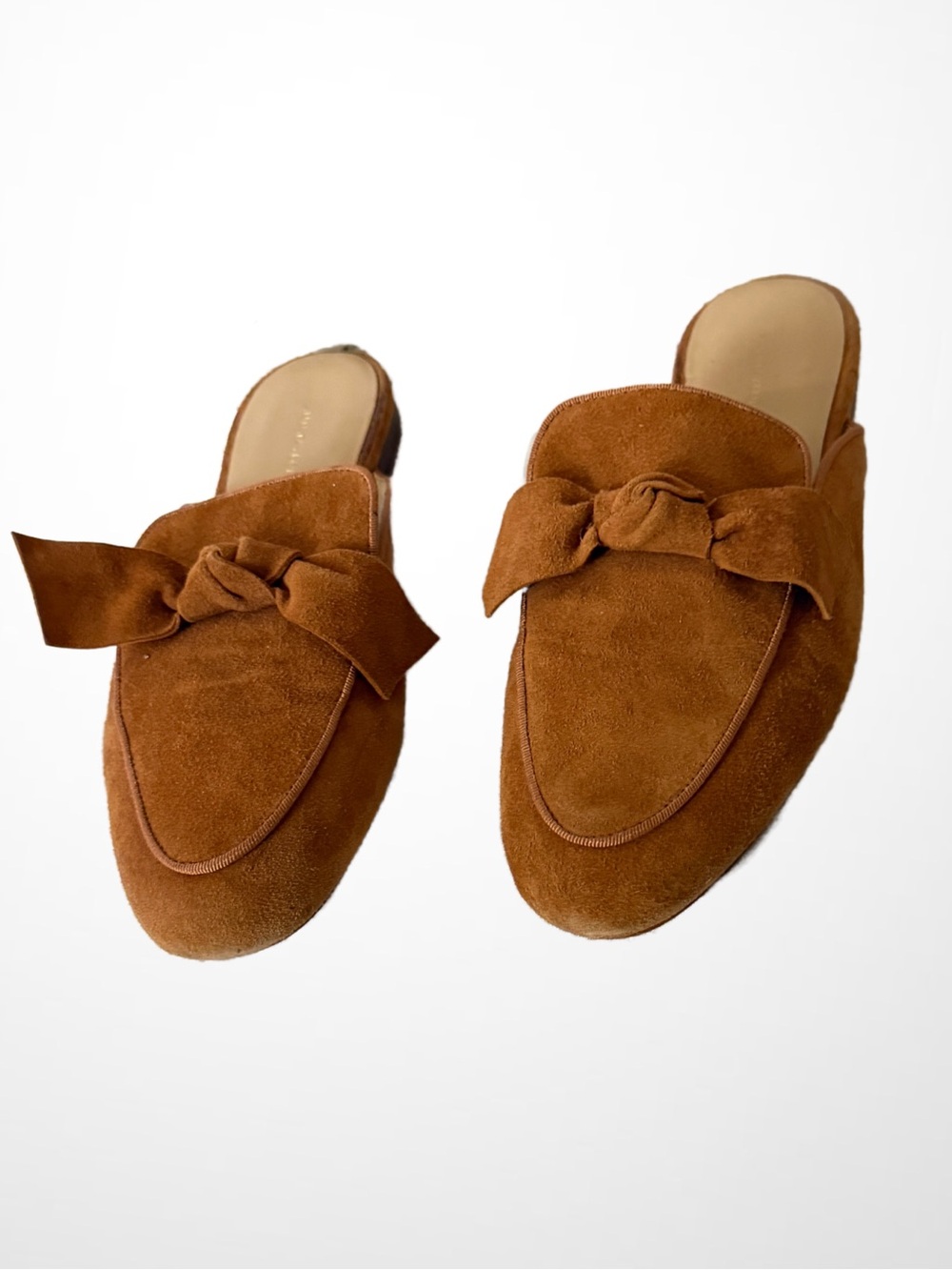 Ann Taylor Suede Bow Mule in Cognac Brown